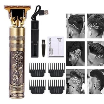 Picture of Vintage T9 Hair Cutting Machine Hair Trimmer Recharge Professional Cordless Hair Trimmer - Gold - Int: One size