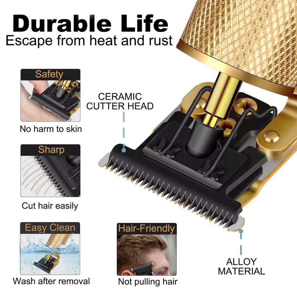 Picture of Vintage T9 Hair Cutting Machine Hair Trimmer Recharge Professional Cordless Hair Trimmer - Gold - Int: One size