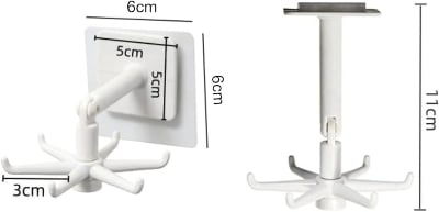 Picture of Kitchen Hook Storage Rotating Racks Holder spatula spoon Organizer Telescopic Self Adhesive Storage 6 Hooks Cooking Spoon Hanging Bathroom Home Wall Hanger - Multicolor - Int: One size