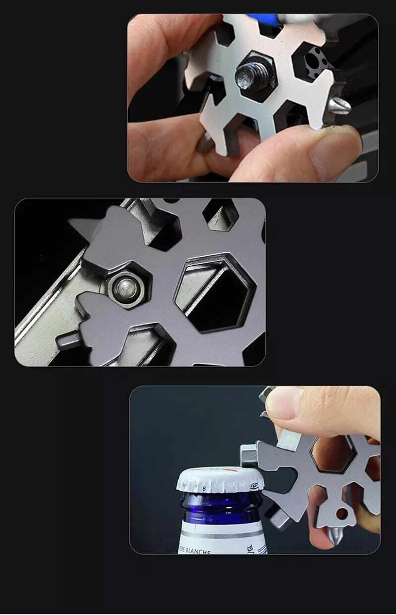 Picture of 18 In 1 Snowflake Multi Pocket Tool Keychain Spanner Hex Wrench Multifunction Screwdriver Multipurpose Camp Survive Outdoor Hike -Multiple colour - Multicolor - Int: One size