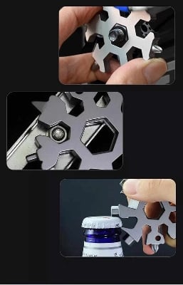 Picture of 18 In 1 Snowflake Multi Pocket Tool Keychain Spanner Hex Wrench Multifunction Screwdriver Multipurpose Camp Survive Outdoor Hike -Multiple colour - Multicolor - Int: One size