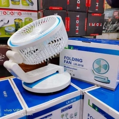 Picture of Rechargeable Folding Table Fan With Led Lights - Stay Cool And Well-Lit With A Rechargeable Folding Table Fan Equipped With Led Lights - Multicolor - Int: One size