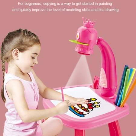 Picture of Kids Painting Board Desk,Dream Projection Study Desk, Children Learning Study Led Projector, Art Drawing Table Toys - Multicolor - Int: One size