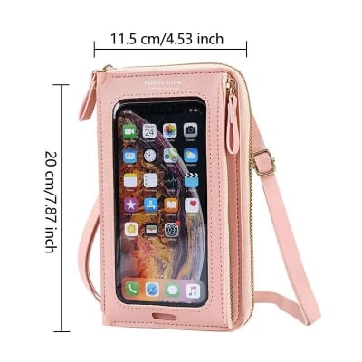Picture of Women Bags Soft Leather Wallets Touch Screen ( pink color ) - Pink - Int: One size