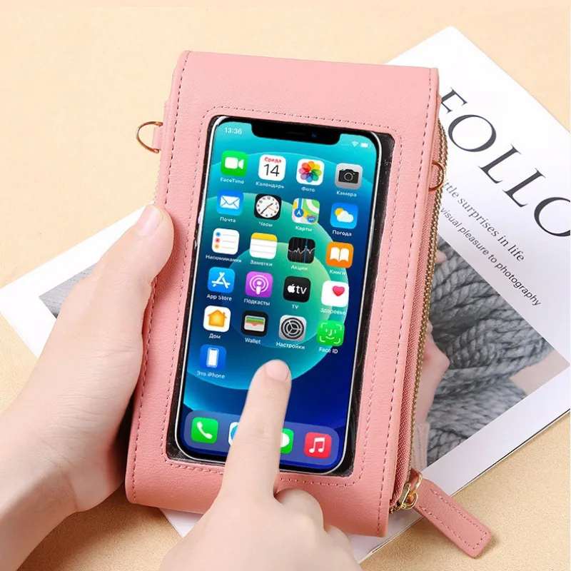 Picture of Women Bags Soft Leather Wallets Touch Screen ( pink color ) - Pink - Int: One size