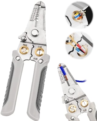 Picture of Multi Purpose Electric Wire Strippers Cable Cutter Copper Pliers Wire Stripper Wire Stripping Tool 10-22 AWG Wire Cutter Wire Crimper Multi Function Hand Tool Multi Purpose Electric Wire Strippers Cable Cutter Copper Pliers Wire Stripper Wire Stripping T - Multicolor - Int: One size