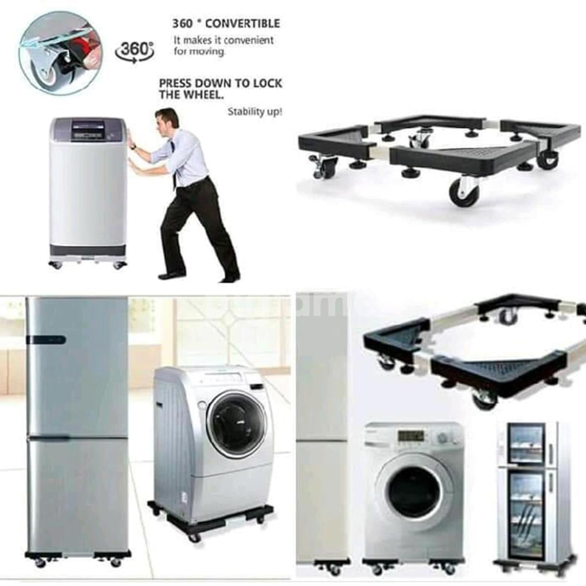 Picture of Movable Adjustable Refrigerator Floor Trolley Fridge Stand Washing Machine Base Holder Bracket Stand - Black - Int: One size