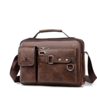 Picture of Men's PU Leather Shoulder Bag Fashion Male Real Cowhide Messenger Crossbody Bag Men Business Travel Handbag Boy Phone Bag - Multicolor - Int: One size