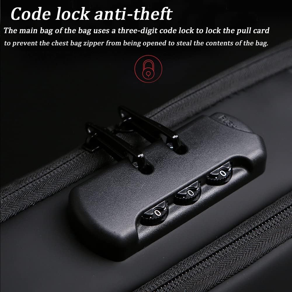 Picture of (Black Colour)Premium Quality USB Charging Men Multifunction PU Chest Bag Sport Sling Bag Male Anti-theft Chest Bag with Password Lock with Adjustable Shoulde - Black - Int: One size