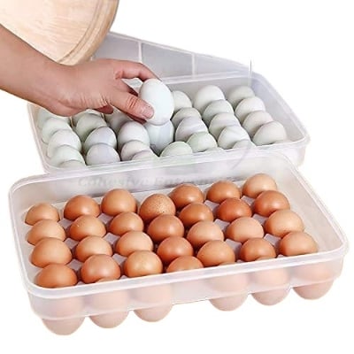 Picture of 34 Grid Egg Storage Box | Kitchen Food Storage & Dispenser for Home & Office - White - Int: One size