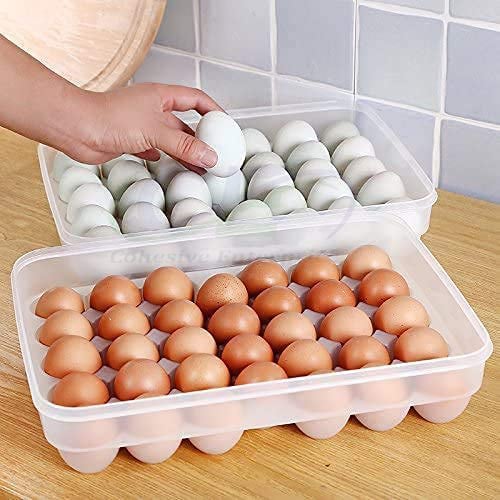 Picture of 34 Grid Egg Storage Box | Kitchen Food Storage & Dispenser for Home & Office - White - Int: One size