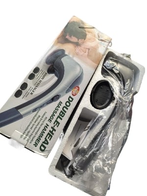 Picture of Double Head Electric Full Body Massager Neck Back Leg Massage Machine Variable Speed Far Infrared Handheld Body Massager Hammer - Black - Int: One size