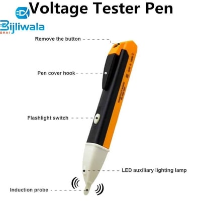 Picture of Smart-Non-contact Volt Alert Electrical Tester Socket Wall AC Power Outlet Voltage Detector Sensor Tester Electric Test Pen LED Light Voltage Indicator 90-1000V - Yellow - Int: One size