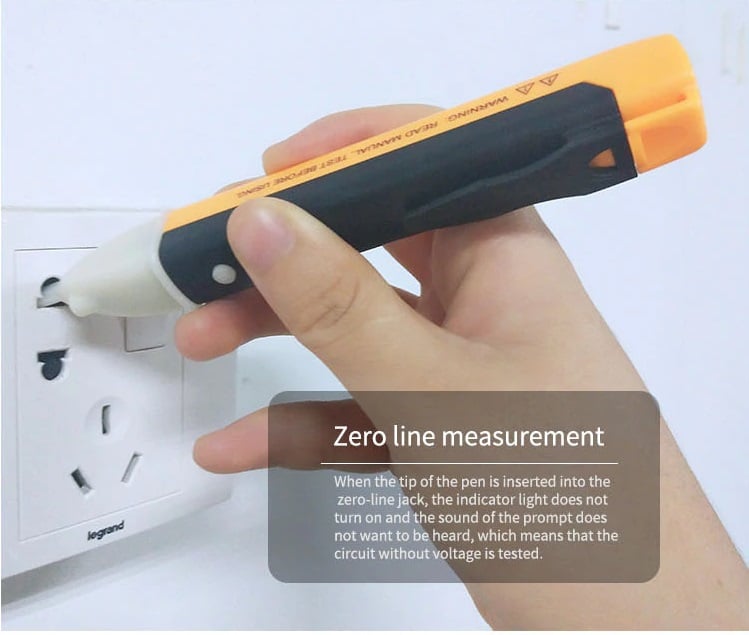 Picture of Smart-Non-contact Volt Alert Electrical Tester Socket Wall AC Power Outlet Voltage Detector Sensor Tester Electric Test Pen LED Light Voltage Indicator 90-1000V - Yellow - Int: One size