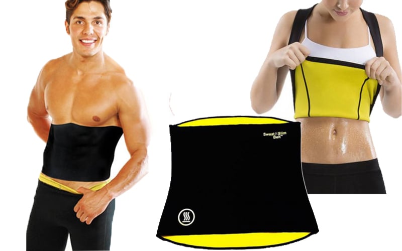 Picture of Sweat Slim Belt Plus Aids In Weight Loss Efforts, Providing Compression And Support For The Midsection During Workouts Or Daily Activities - Black