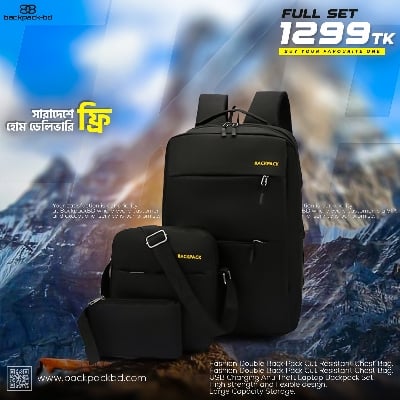 Picture of New 3 in 1 Combo Bag Backpack - Black - Int: One size