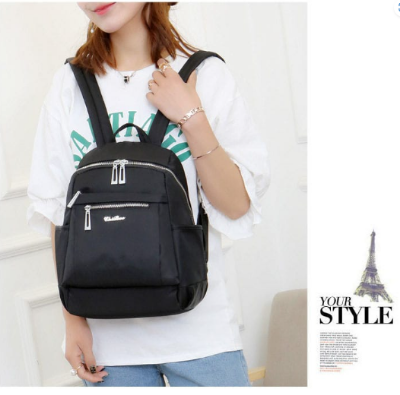 Picture of Nylon Backpack Durable Waterproof Casual Shoulder Bag (Black Color) - Black - Int: One size