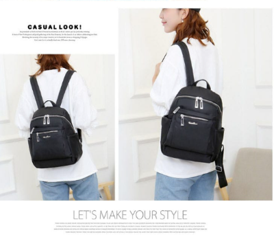 Picture of Nylon Backpack Durable Waterproof Casual Shoulder Bag (Black Color) - Black - Int: One size