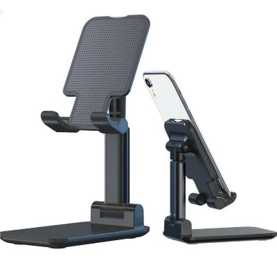 Picture of Mobile Phone Holder Stand Desktop Lazy Bedside Bracket Support Stand Foldable and Hoisting Multi-Function Telescopic Holder..... - Black