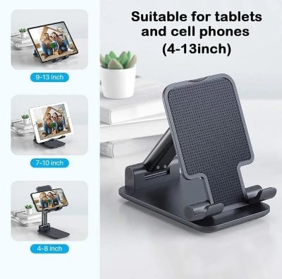 Picture of Mobile Phone Holder Stand Desktop Lazy Bedside Bracket Support Stand Foldable and Hoisting Multi-Function Telescopic Holder..... - Black
