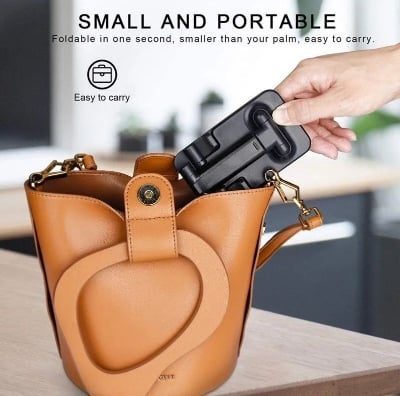 Picture of Mobile Phone Holder Stand Desktop Lazy Bedside Bracket Support Stand Foldable and Hoisting Multi-Function Telescopic Holder..... - Black