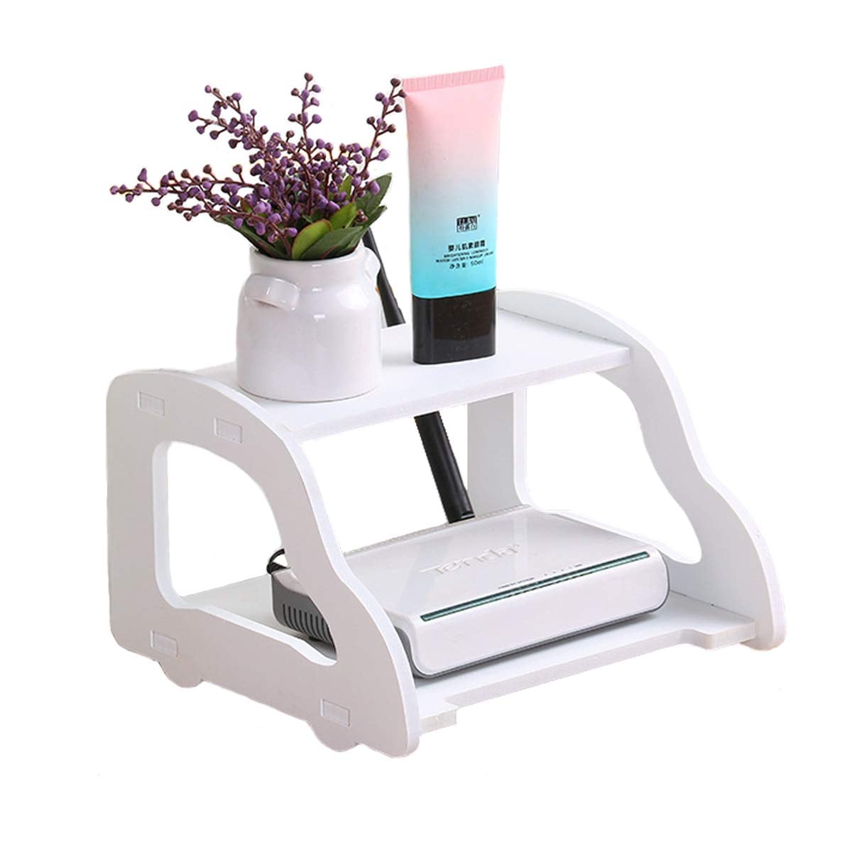 Picture of Wall Mount Wifi Router Storage Rack Storage Rack Set-top Box - White - Int: One size