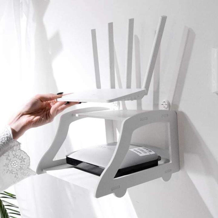Picture of Wall Mount Wifi Router Storage Rack Storage Rack Set-top Box - White - Int: One size