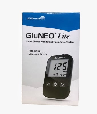 Picture of Glu Neo Lite Blood Sugar Meter Glucometer Kit Test Strips Needles Lancets Medical Diabetes Tester Monitoring System - Not Specified