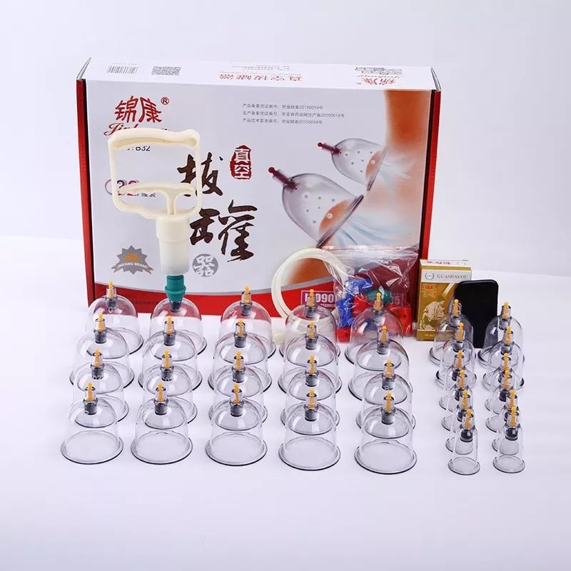 Picture of 32 Pieces Cans cups chinese vacuum cupping kit pull out a vacuum apparatus hijama therapy relax massagers curve suction pumps - Not Specified
