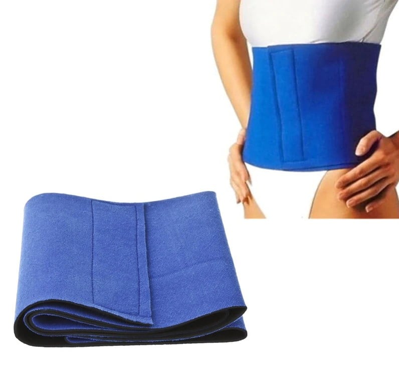 Picture of Adjustable Waist Trimmer Exercise Sweat Belt Fat Burner Shaper Slimming Lose Weight Body Burn Cellulite For Men Women - Blue