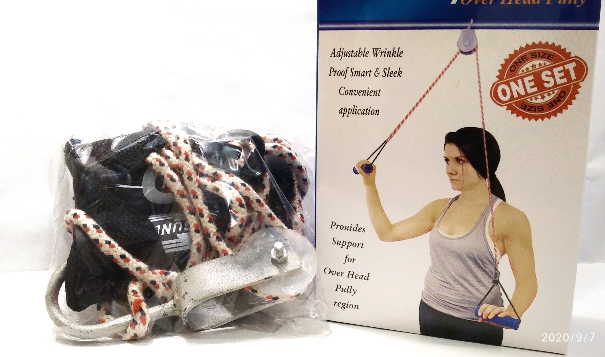 Picture of Overhead Hand Shoulder Pulley Equipment Kit W/Rope For Home Gym Exercise & Physical Therapy - Multicolor