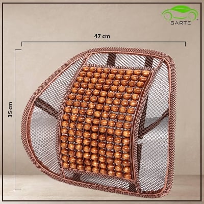 Picture of Mesh Ventilation Wooden Back Rest with Elastic and Belt Support For Car Seat, Office Chairs, home