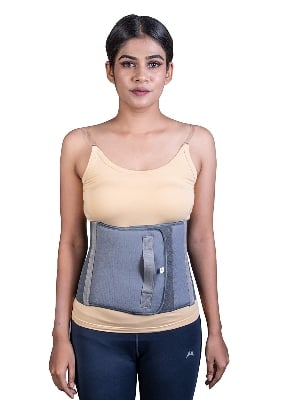 Picture of Abdominal Belt after delivery Tummy Reduction Trimmer Belly Slimming Binder for Women & Men Abdomen Compression Support Grey Hook and Loop closure