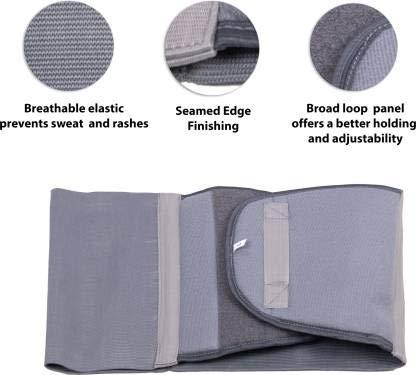Picture of Abdominal Belt after delivery Tummy Reduction Trimmer Belly Slimming Binder for Women & Men Abdomen Compression Support Grey Hook and Loop closure