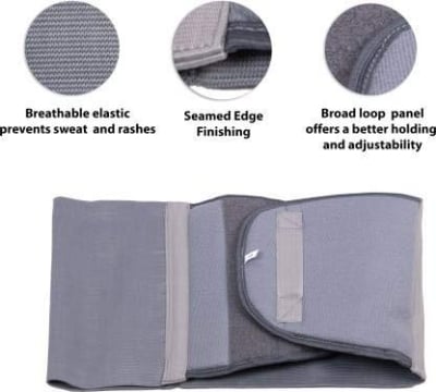 Picture of Abdominal Belt after delivery Tummy Reduction Trimmer Belly Slimming Binder for Women & Men Abdomen Compression Support Grey Hook and Loop closure