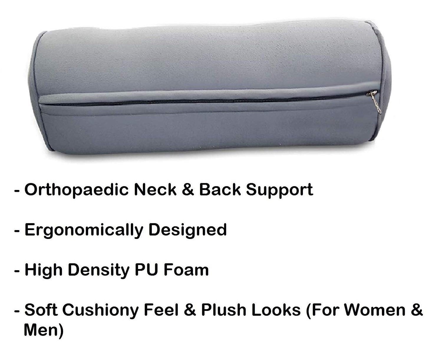 Picture of Ergonomically Designed High-Density PU Foam, Soft Cushiony Feel and Plush Orthopaedic Neck and Back Support Round Cervical Pillow for Women and Men (Universal Size)