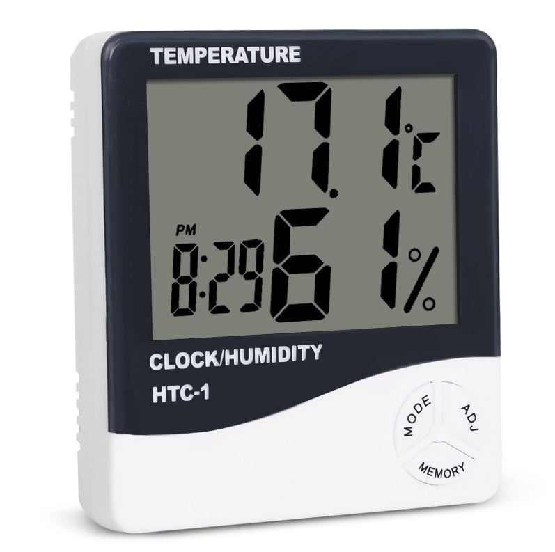 Picture of Indoor Room LCD Electronic Temperature Humidity Meter Digital Thermometer Hygrometer Weather Station Alarm Clock HTC-1