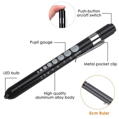 Picture of Medical Flashlight Lanterna With Pupil Gauge LED Pen Light Torch Lamp Outdoor Camping Work Light For Doctor Nurse Diagnostic