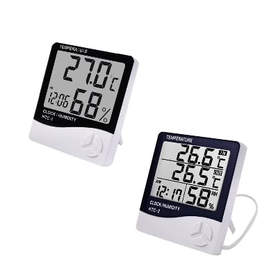 Picture of HTC 2 Digital LCD Temperature Meter Humidity Thermometer Hygrometer Home Weather Station Indoor Outdoor Probe Sensor with Alarm Clock HTC-2