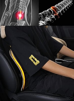 Picture of Mesh Ventilation Wooden Back Rest with Elastic and Belt Support For Car Seat, Office Chairs, home
