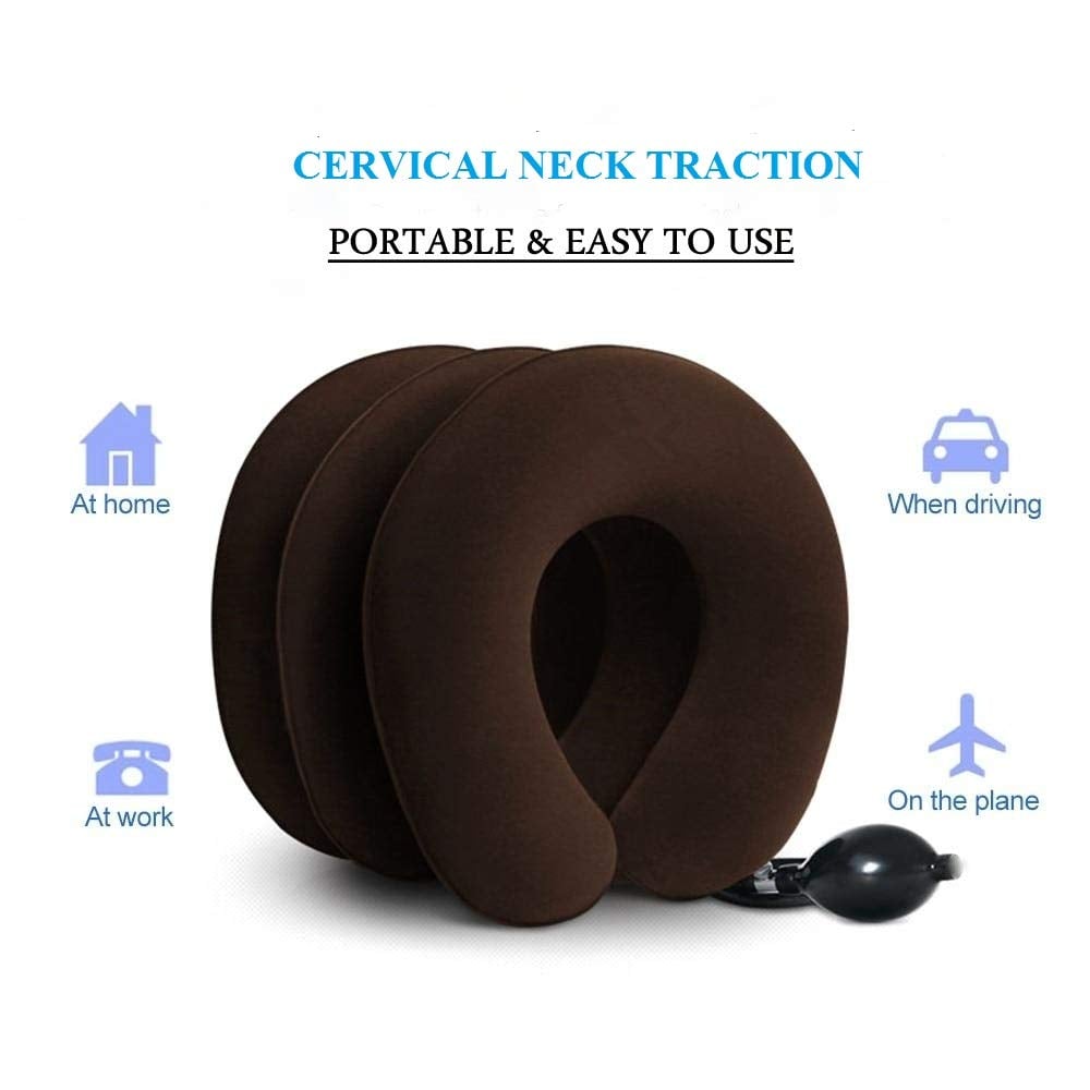 Picture of Cervical Neck Traction Device Neck Massager For Pain And Stress Relief Cervical Collar For Neck Pain Inflatable Neck Support Cervical Airbag 3 Layer Massager For Neck Cervical Spine Massager 3 Layer Portable Neck Pillow