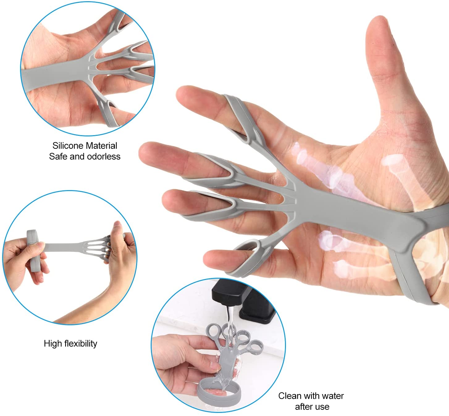 Picture of Silicone Grip Device Finger Exercise Stretcher Arthritis Hand Grip Trainer Strengthen Rehabilitation Training To Relieve Pain