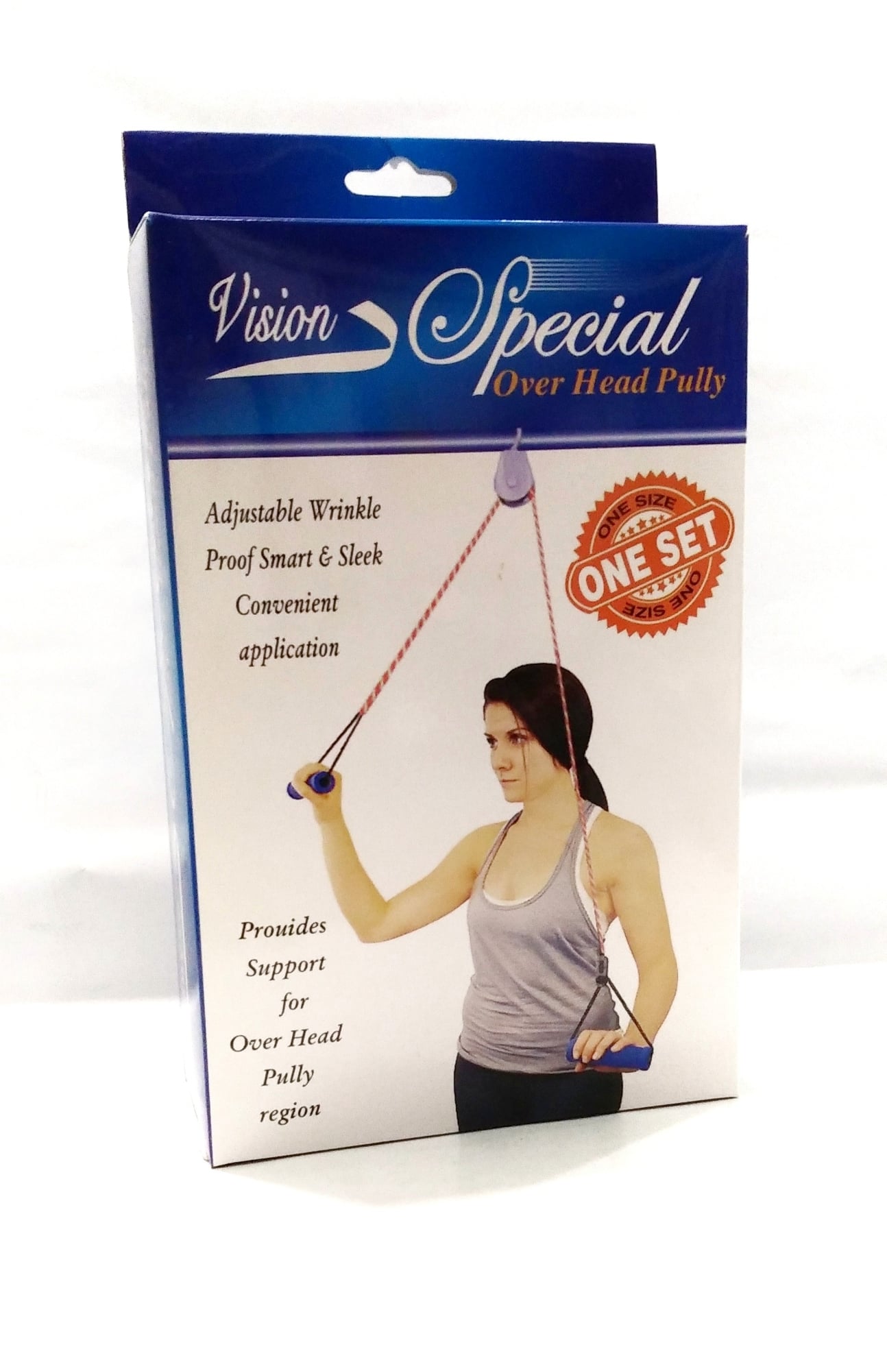 Picture of Overhead Hand Shoulder Pulley Equipment Kit With Rope For Home Gym Exercise & Physical Therapy - Plastic Handle