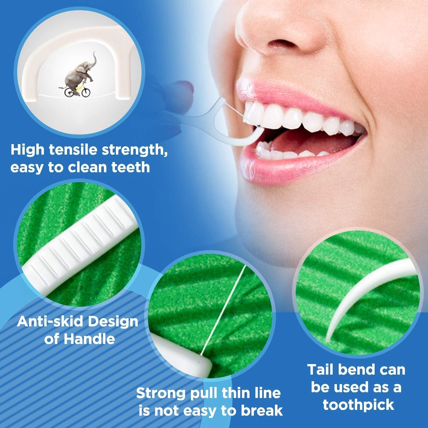 Picture of 3 in 1 Tooth Cleaning Dental Floss Toothpicks Plastic Set for Clean Teeth Fresh Breath and Healthy Gums, 50 Piece Set (White)