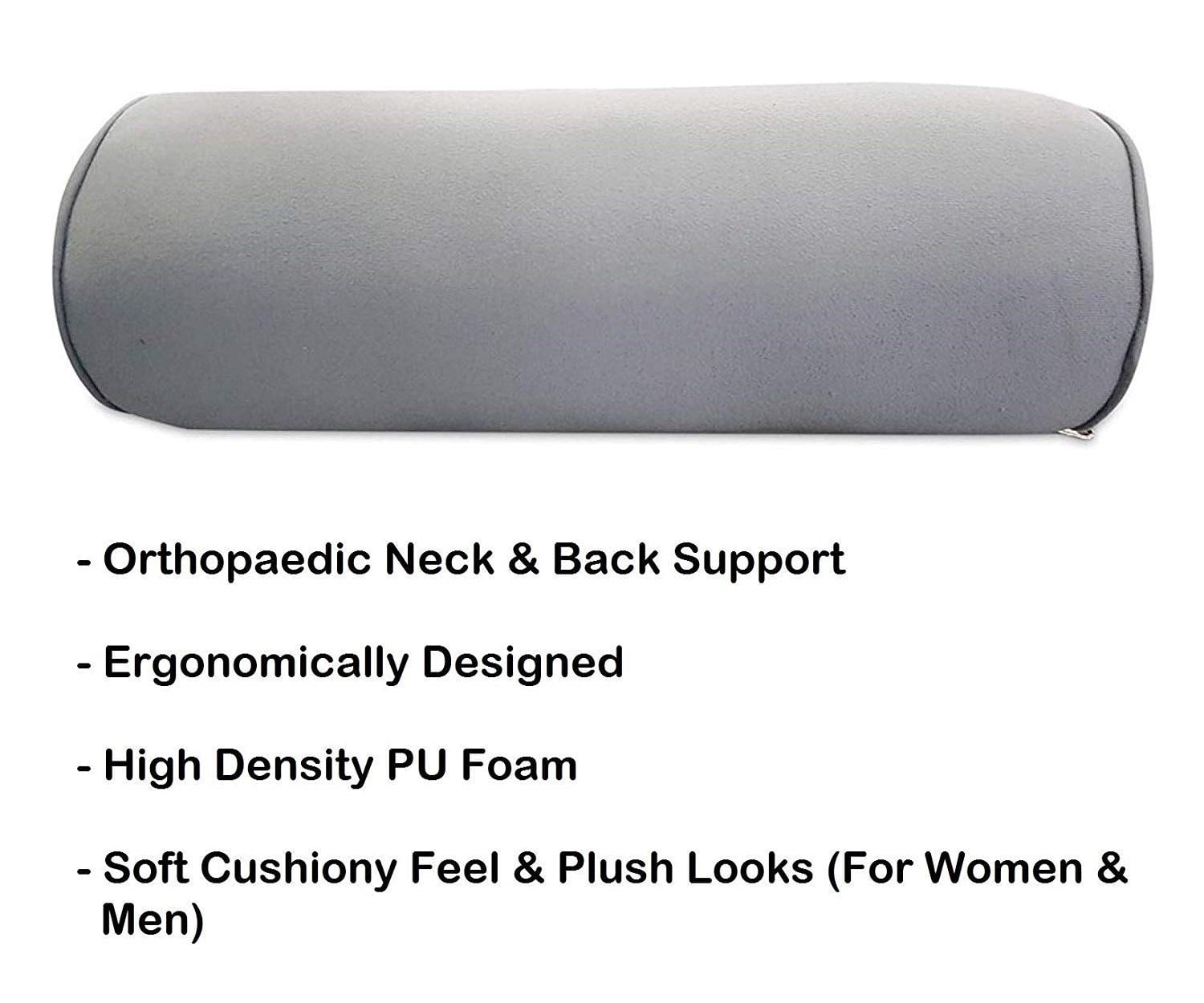 Picture of Ergonomically Designed High-Density PU Foam, Soft Cushiony Feel and Plush Orthopaedic Neck and Back Support Round Cervical Pillow for Women and Men (Universal Size)