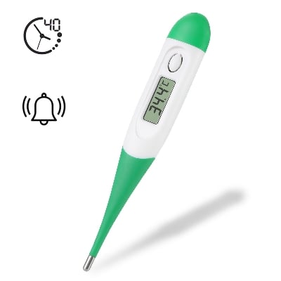 Picture of Digital thermometer with Flexible Tip  Fever Alarm & Beep Function  Waterproof & 10 seconds Fast Reading for Kids & Adults (Green)