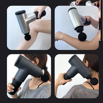 Picture of Massager Machine Tissue Muscle Massager Muscle Pain Body Relaxation Slimming Shaping Pain Relief 6 Speed for Pain and Stress Relief with 4 Massage Head, 1Pc (Random Color)