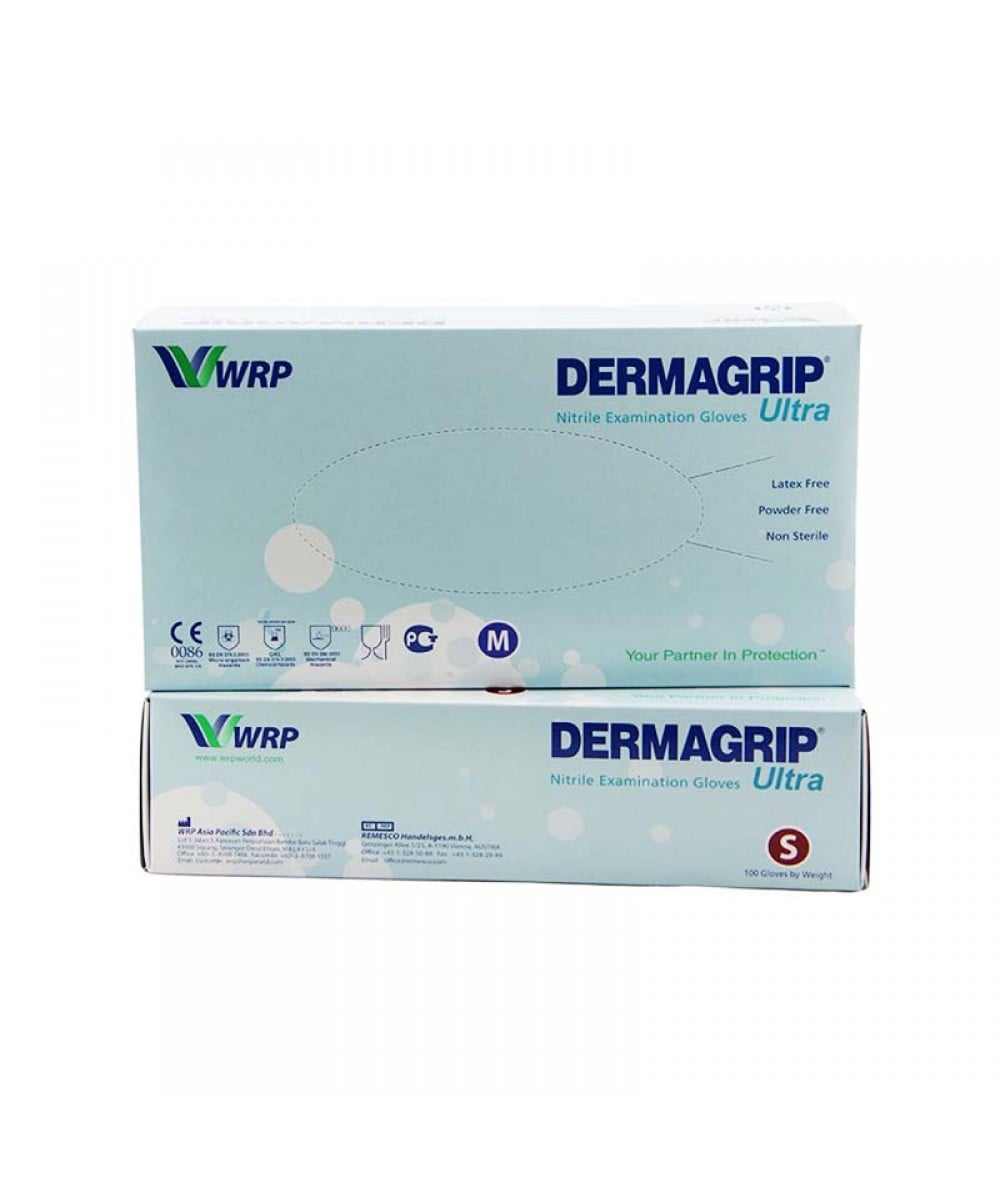 Picture of DERMAGRIP Powder Free Blue Nitrile Hand Gloves (100pcs 1box)