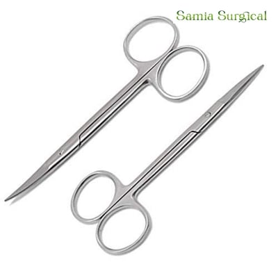 Picture of 2 Iris Scissors 4.5" Curved & Straight Surgical Dental Instruments 1pcs