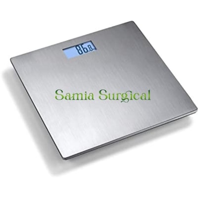 Picture of BRAVO Stainless Steel Digital Body Weight Bathroom Scale Step-On Technology Large Blue LCD Backlight Display, 400 Pounds , Grey, 12x12 Inch (Pack of 1) - Foot